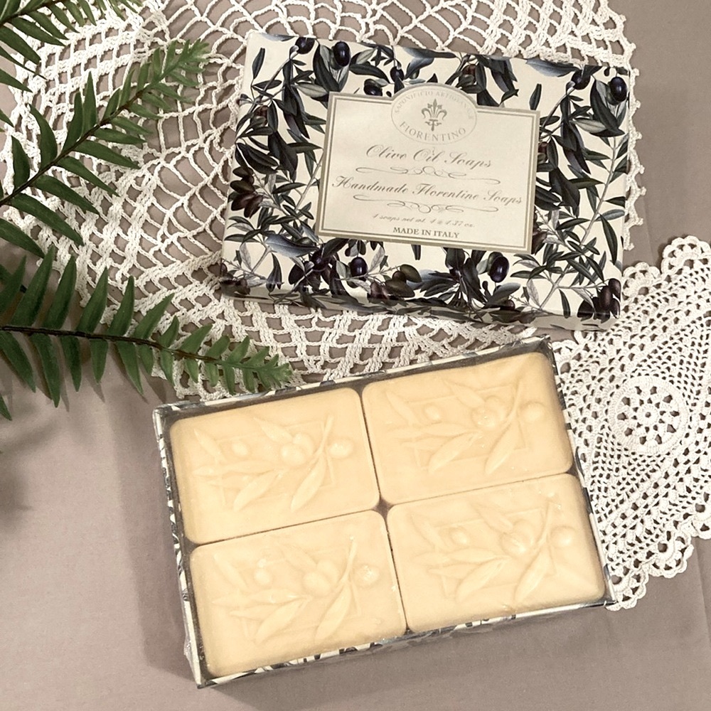 Set Of Four Handmade Italian Artisan Olive Oil Soaps